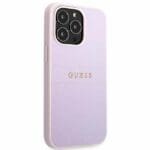 Guess GUHCP13LPSASBPU Purple Saffiano Hot Stamp & Metal Logo Kryt iPhone 13 Pro