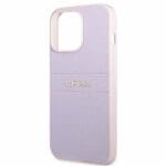 Guess GUHCP13LPSASBPU Purple Saffiano Hot Stamp & Metal Logo Kryt iPhone 13 Pro