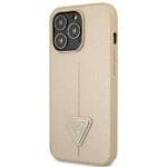 Guess GUHCP13LPSATLE Beige SaffianoTriangle Logo Kryt iPhone 13 Pro