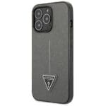 Guess GUHCP13LPSATLG Silver Saffianotriangle Logo Kryt iPhone 13 Pro