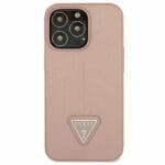 Guess GUHCP13LPSATLP Pink SaffianoTriangle Logo Kryt iPhone 13 Pro