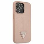 Guess GUHCP13LPSATLP Pink SaffianoTriangle Logo Kryt iPhone 13 Pro