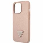 Guess GUHCP13LPSATLP Pink SaffianoTriangle Logo Kryt iPhone 13 Pro
