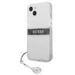 Guess GUHCP13MKB4GGR Gray Strap Charm Transparent Kryt iPhone 13