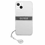 Guess GUHCP13MKB4GGR Gray Strap Charm Transparent Kryt iPhone 13