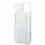 Guess GUHCP13MLFLSN Green Flower Liquid Glitter Kryt iPhone 13