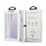 Guess GUHCP13MPSASBPU Purple Saffiano Hot Stamp & Metal Logo Kryt iPhone 13