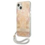 Guess GUHCP13SHFLSD Gold Flower Strap Kryt iPhone 13 Mini