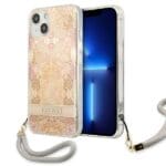 Guess GUHCP13SHFLSD Gold Flower Strap Kryt iPhone 13 Mini