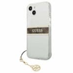 Guess GUHCP13SKB4GBR Brown Strap Charm Transparent Kryt iPhone 13 Mini