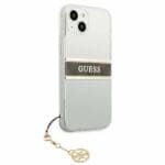 Guess GUHCP13SKB4GBR Brown Strap Charm Transparent Kryt iPhone 13 Mini