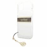 Guess GUHCP13SKB4GBR Brown Strap Charm Transparent Kryt iPhone 13 Mini