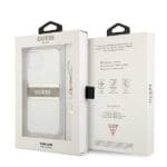 Guess GUHCP13SKB4GBR Brown Strap Charm Transparent Kryt iPhone 13 Mini