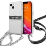 Guess GUHCP13SKC4GBSI Transparent 4G Grey Strap Silver Chain Kryt iPhone 13 Mini