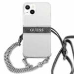 Guess GUHCP13SKC4GBSI Transparent 4G Grey Strap Silver Chain Kryt iPhone 13 Mini