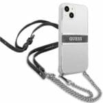 Guess GUHCP13SKC4GBSI Transparent 4G Grey Strap Silver Chain Kryt iPhone 13 Mini