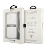 Guess GUHCP13SKC4GBSI Transparent 4G Grey Strap Silver Chain Kryt iPhone 13 Mini