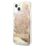 Guess GUHCP13SLFLSD Gold Paisley Liquid Glitter Kryt iPhone 13 Mini
