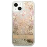 Guess GUHCP13SLFLSD Gold Paisley Liquid Glitter Kryt iPhone 13 Mini