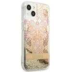 Guess GUHCP13SLFLSD Gold Paisley Liquid Glitter Kryt iPhone 13 Mini