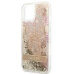 Guess GUHCP13SLFLSD Gold Paisley Liquid Glitter Kryt iPhone 13 Mini