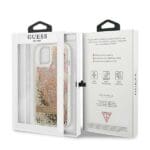 Guess GUHCP13SLFLSD Gold Paisley Liquid Glitter Kryt iPhone 13 Mini