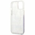 Guess GUHCP13SLFLSU Purple Flower Liquid Glitter Kryt iPhone 13 Mini