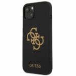 Guess GUHCP13SLS4GGBK Black Silicone 4G Logo Kryt iPhone 13 Mini