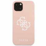 Guess GUHCP13SLS4GWPI Pink Silicone 4G Logo Kryt iPhone 13 Mini