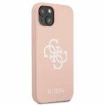 Guess GUHCP13SLS4GWPI Pink Silicone 4G Logo Kryt iPhone 13 Mini