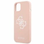 Guess GUHCP13SLS4GWPI Pink Silicone 4G Logo Kryt iPhone 13 Mini