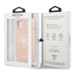 Guess GUHCP13SLS4GWPI Pink Silicone 4G Logo Kryt iPhone 13 Mini