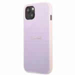 Guess GUHCP13SPSASBPU Purple Saffiano Hot Stamp & Metal Logo Kryt iPhone 13 Mini