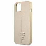 Guess GUHCP13SPSATLE Beige SaffianoTriangle Logo Kryt iPhone 13 Mini