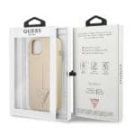 Guess GUHCP13SPSATLE Beige SaffianoTriangle Logo Kryt iPhone 13 Mini