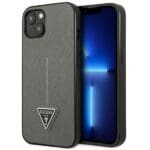 Guess GUHCP13SPSATLG Silver SaffianoTriangle Logo Kryt iPhone 13 Mini