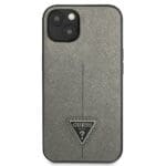 Guess GUHCP13SPSATLG Silver SaffianoTriangle Logo Kryt iPhone 13 Mini