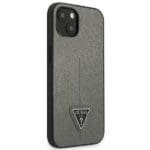 Guess GUHCP13SPSATLG Silver SaffianoTriangle Logo Kryt iPhone 13 Mini