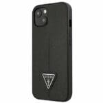 Guess GUHCP13SPSATLK Black SaffianoTriangle Logo Kryt iPhone 13 Mini