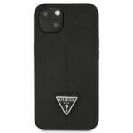 Guess GUHCP13SPSATLK Black SaffianoTriangle Logo Kryt iPhone 13 Mini