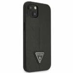 Guess GUHCP13SPSATLK Black SaffianoTriangle Logo Kryt iPhone 13 Mini