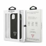Guess GUHCP13SPSATLK Black SaffianoTriangle Logo Kryt iPhone 13 Mini