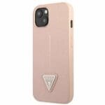 Guess GUHCP13SPSATLP Pink SaffianoTriangle Logo Kryt iPhone 13 Mini