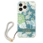 Guess GUHCP13XHFLSN Green Flower Strap Kryt iPhone 13 Pro Max