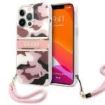 Guess GUHCP13XKCABPI Pink Camo Strap Collection Kryt iPhone 13 Pro Max