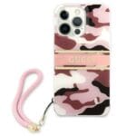 Guess GUHCP13XKCABPI Pink Camo Strap Collection Kryt iPhone 13 Pro Max