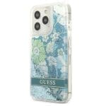 Guess GUHCP13XLFLSN Green Flower Liquid Glitter Kryt iPhone 13 Pro Max