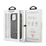 Guess GUHCP13XPSATLG Silver Saffianotriangle Logo Kryt iPhone 13 Pro Max