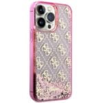 Guess GUHCP14LLC4PSGP Pink Hardcase Liquid Glitter 4G Transparent Kryt iPhone 14 Pro