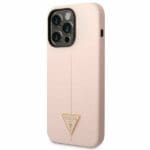 Guess GUHCP14LSLTGP Pink Silicone Triangle Kryt iPhone 14 Pro